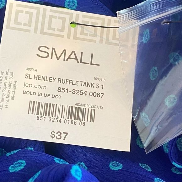 NWT Liz Claiborne Slvless Ruffle Henley sz Small - Picture 3 of 8